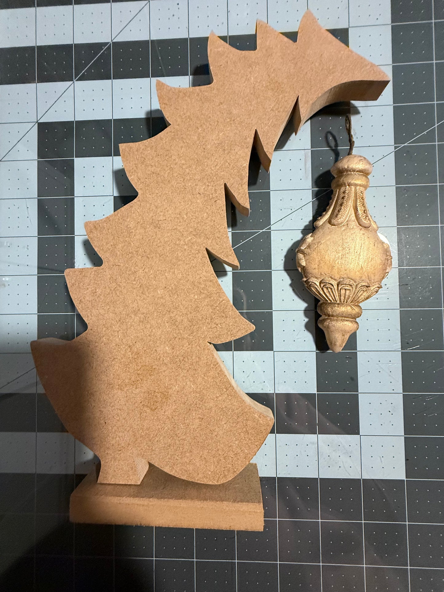 Unfinished crooked wood Christmas Tree