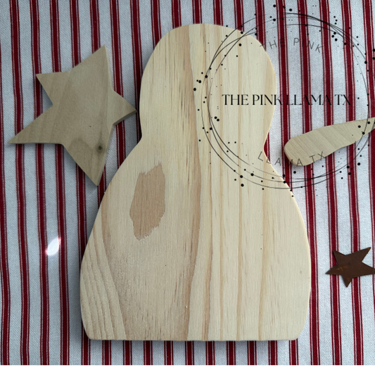 Unfinished primitive snowman wood kit