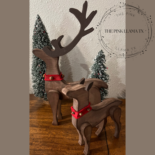 Finished wood deer set