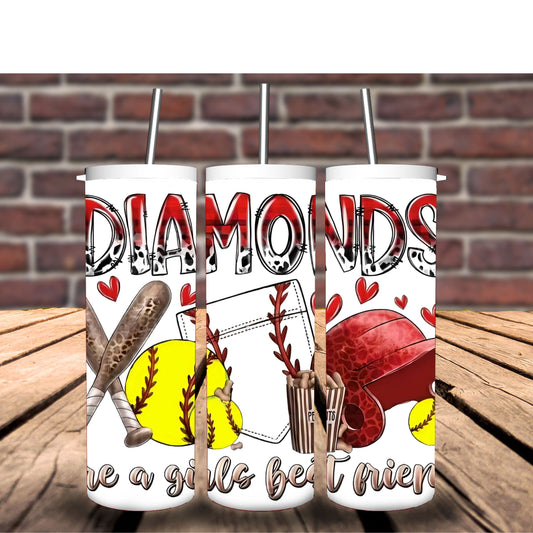 Baseball Tumbler "Diamonds are a girls Bestfriend"