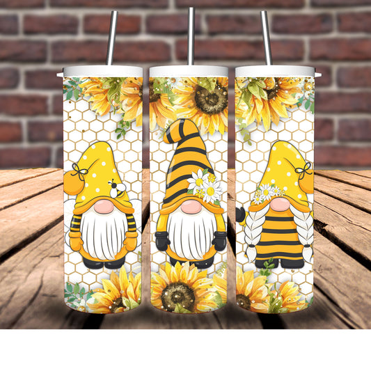 Bee Gnomes with sunflower Tumbler